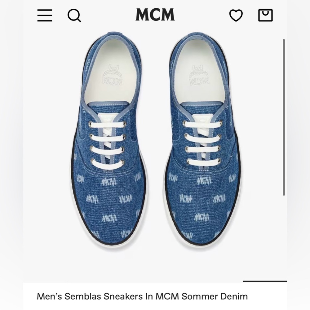 MCM Men's Semblas Denim Sneaker - Blue Denim with White Laces